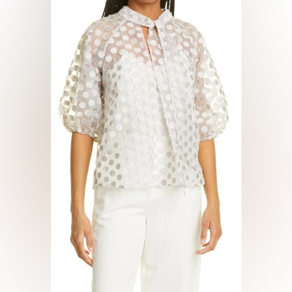 TED BAKER LONDON 
Caieta Organza Spot Pus*y Bow Blouse